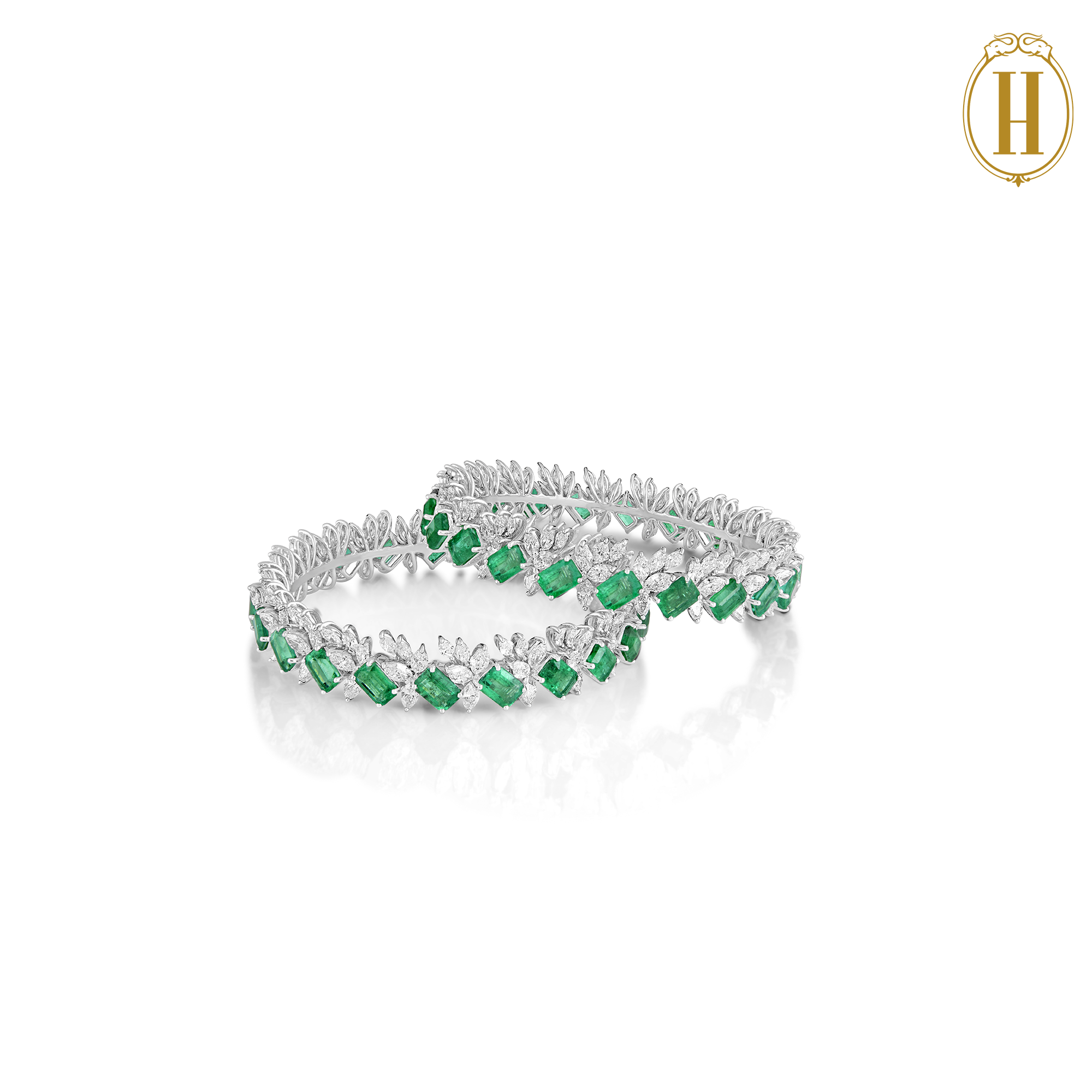 Exclusive Emerald Green Silver Plated Diamond Bracelet For Women