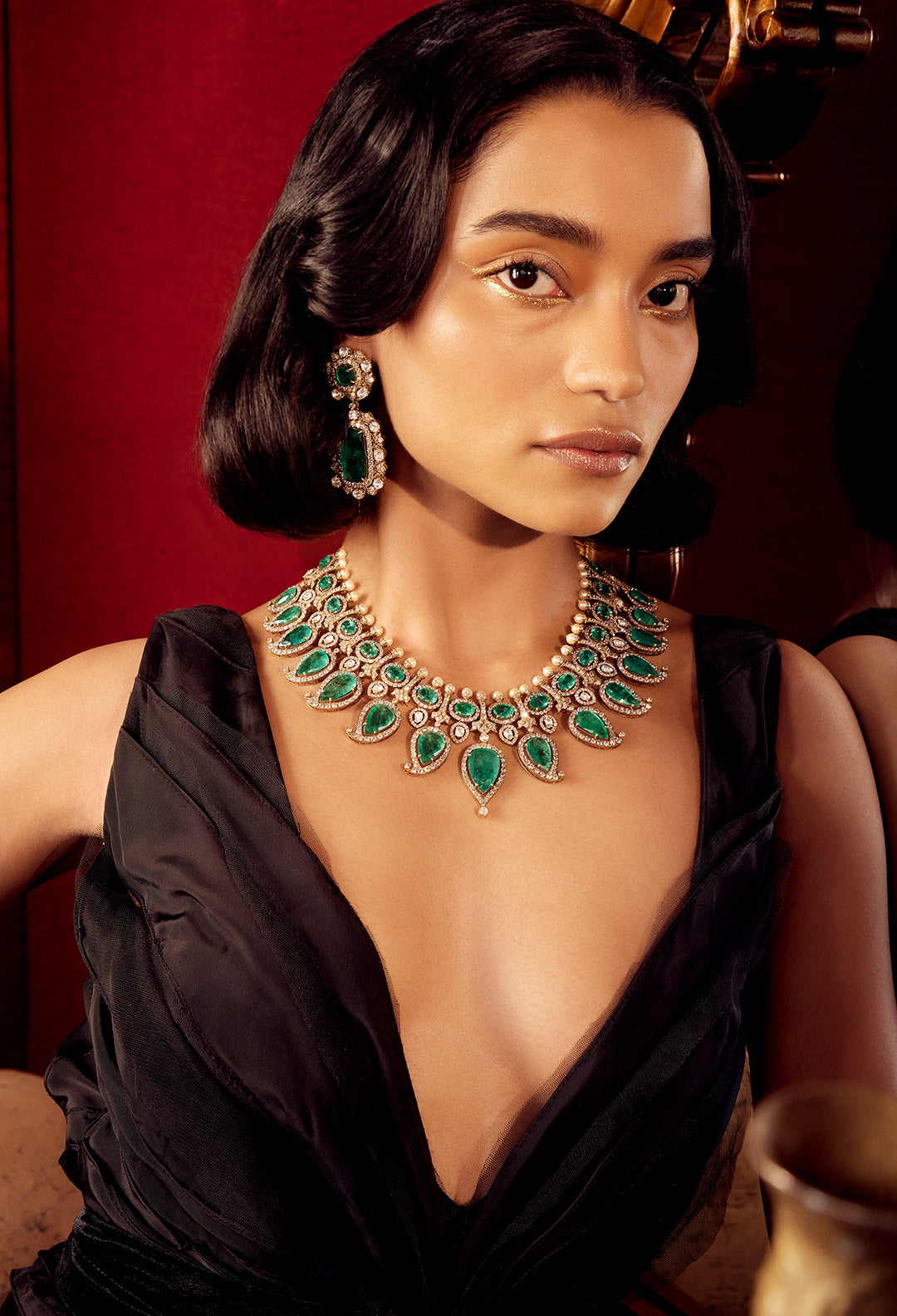 Emerald deals necklace tanishq